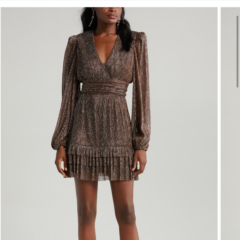 Floret Studios Plissé Cocktail Dress Black Copper Silver